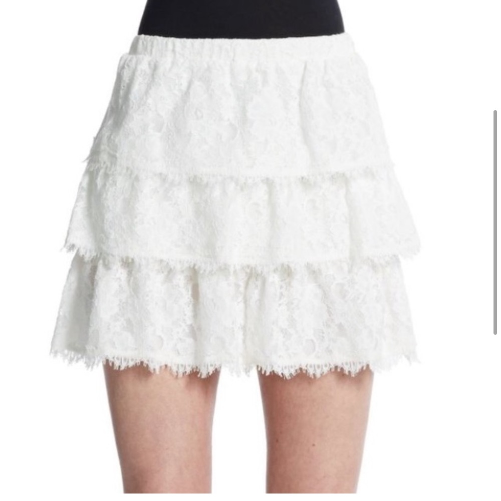 bcbgmaxazria white tired lace skirt XS